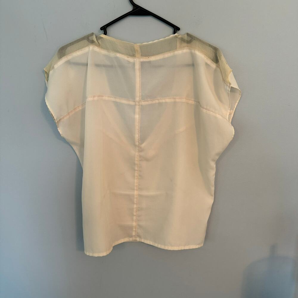 Vintage Line & Dot Semi Sheer Embellished Top Women's Size Small Off-White Ivory - Picture 2 of 9